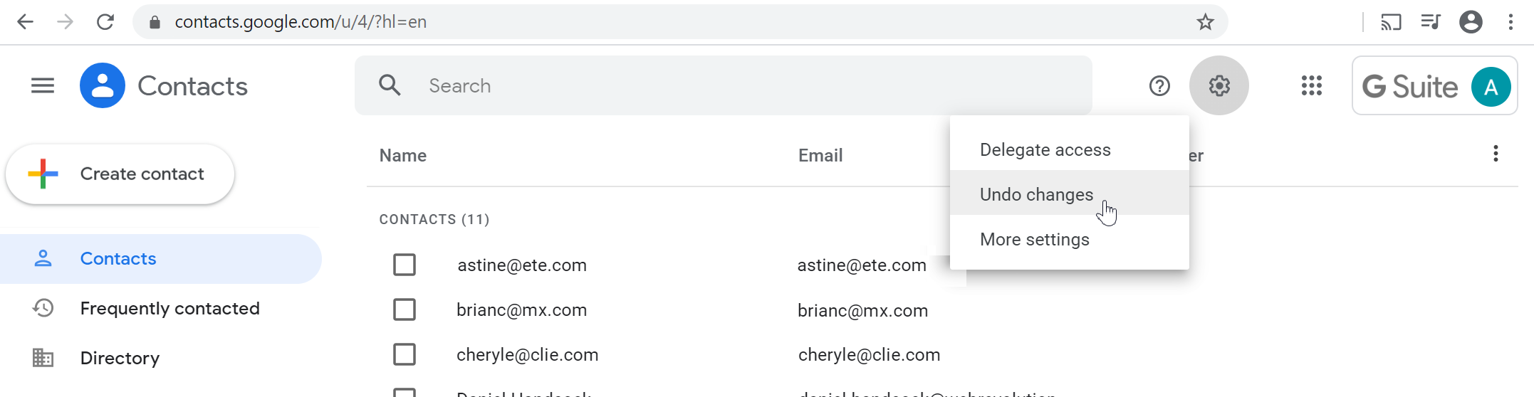 Recover deleted G Suite contacts