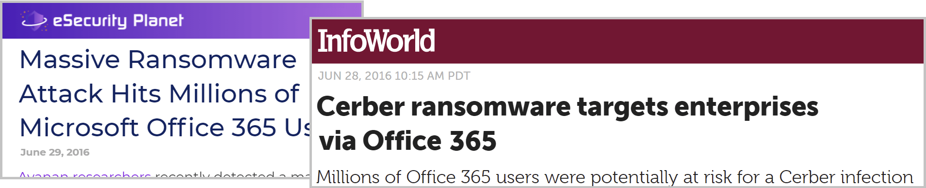 Ransomware Office 365 headlines